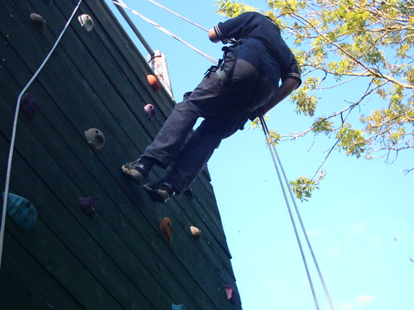 Abseiling On Climbing Wall