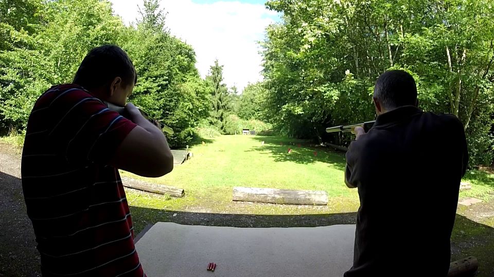 Practical shotgun shooting from kneeling position